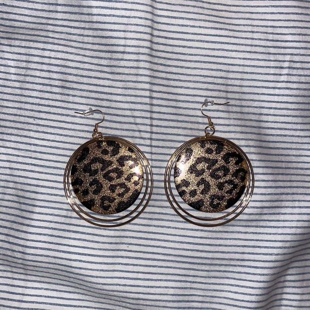 Cheetah print gold earrings